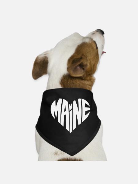 Maine Heart Typo Design - Dog Bandana - black - Front