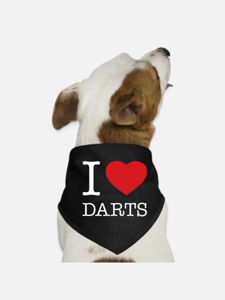 I LOVE DARTS - Dog Bandana - black - Front