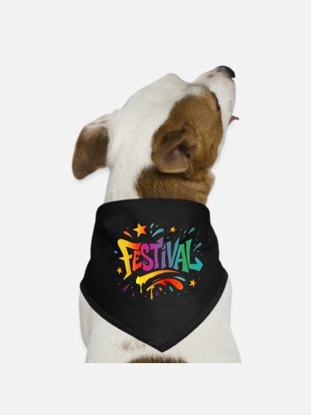 Festival – Bunte Energie in Graffiti-Style - Hunde-Bandana - Schwarz - Vorne