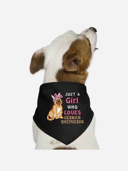 Girl Loves German Shepherd - Dog Bandana - black - Front
