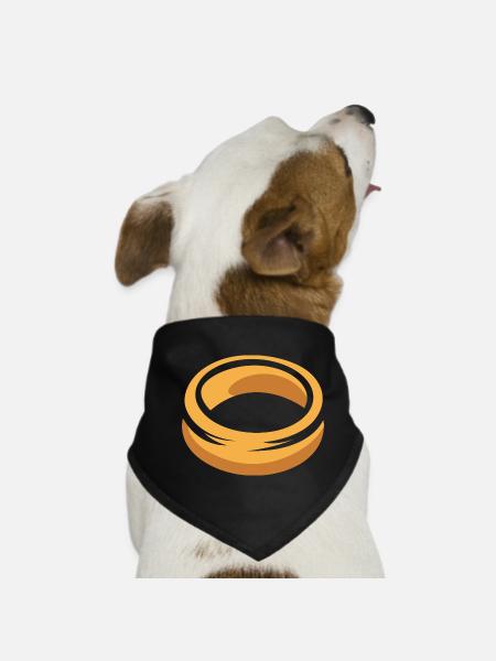 Golden Ring Cartoon Illustration - Dog Bandana - black - Front