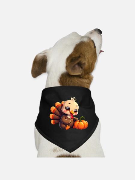 Bébé dinde de Thanksgiving - Bandana pour chien - noir - Devant