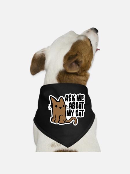 Demandez-moi pour mon chat Chat Amour des animaux Animaux - Bandana pour chien - noir - Devant
