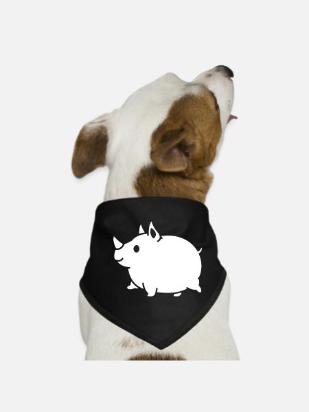 Rhino Cute Cartoon Silhouette - Dog Bandana - black - Front