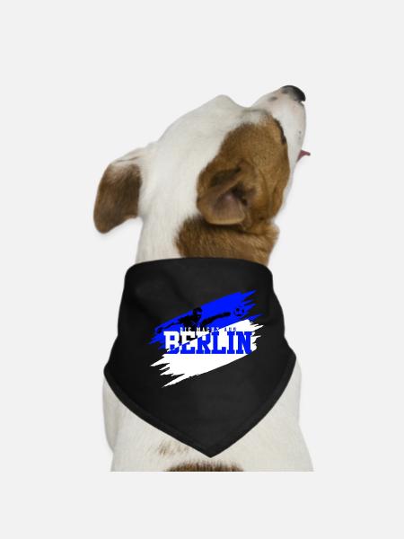 Berlin Fussball Charlottenburg Blau Weiß - Hunde-Bandana - Schwarz - Vorne