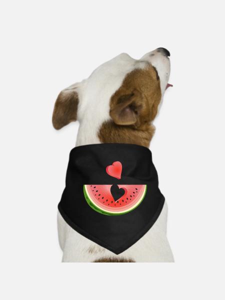Morceau de pastèque avec cœur - Bandana pour chien - noir - Devant