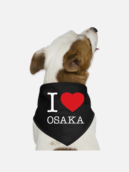 I LOVE OSAKA - Hunde-Bandana - Schwarz - Vorne