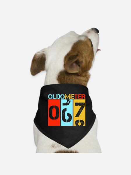 Oldometer 67 Funny 67th Birthday Retro - Dog Bandana - black - Front