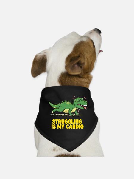 Dinosaurier hasst Cardio Training - Hunde-Bandana - Schwarz - Vorne