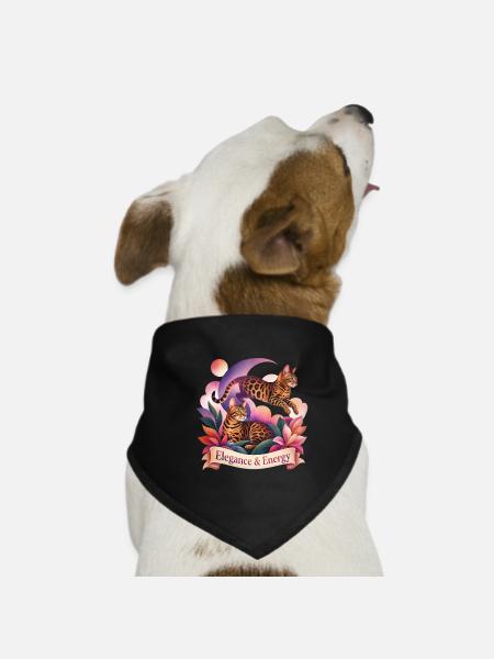 Aesthetic Bengal Cats Art - Dog Bandana - black - Front