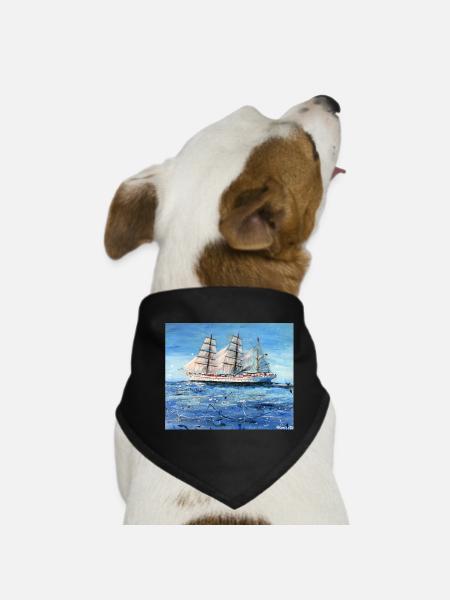 Gorch Fock Segelschiff auf stürmischem Meer - Hunde-Bandana - Schwarz - Vorne