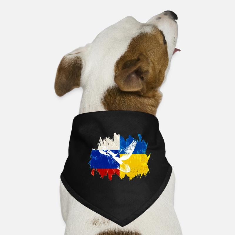 Ukraine Russie Conflit Colombe de la paix - Bandana pour chien - noir