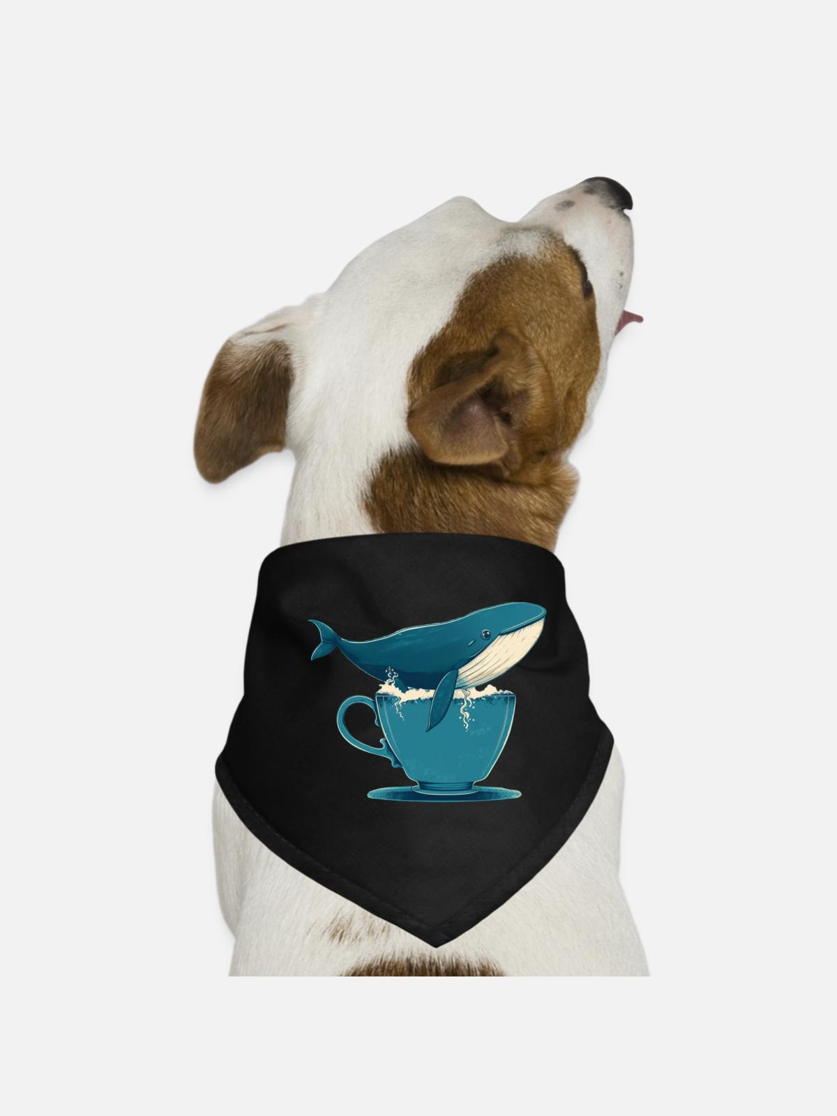Whale in teacup - Dog Bandana - black - Front