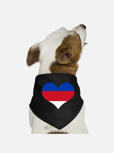 Sorabe Coeur bleu rouge blanc - Haute-Lusace - Bandana pour chien - noir - Devant