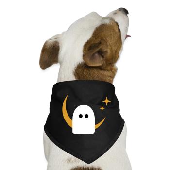 Moon Ghost Badge – Minimal Line‑Art T‑Shirt | Weiß - Hunde-Bandana - Schwarz - Vorne