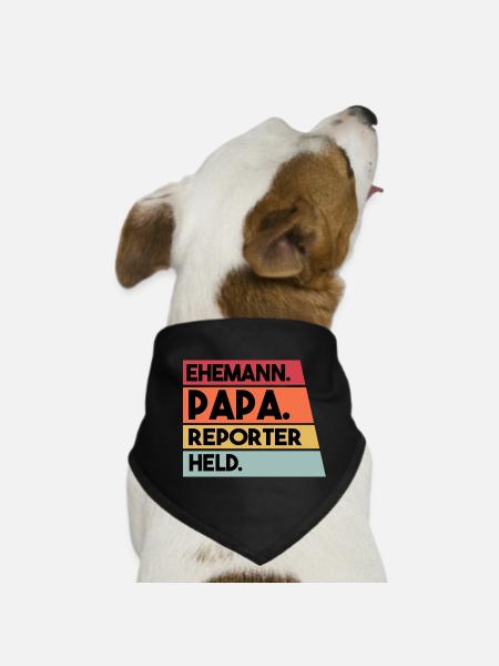 Ehemann Papa Reporter Held - Hunde-Bandana - Schwarz - Vorne