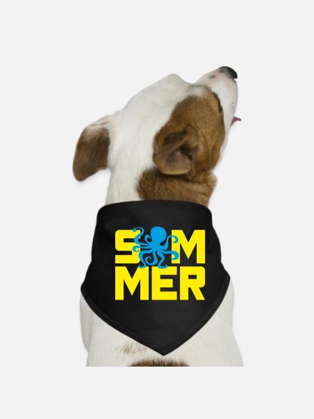 Sommer Oktopus Tischenfisch Urlaub Ferien Meer - Hunde-Bandana - Schwarz - Vorne