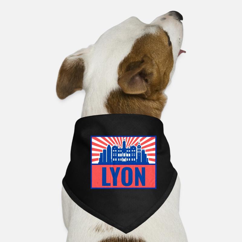 Lyon Skyline BlauRot Retro Hunde-Bandana