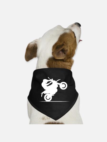 Icône Motorcycle Biker Symbol Wheelie Cross Freestyle - Bandana pour chien - noir - Devant