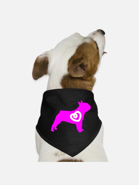 Mops Silhouette Herz Hunde Fan Liebe Love mögen - Hunde-Bandana - Schwarz - Vorne