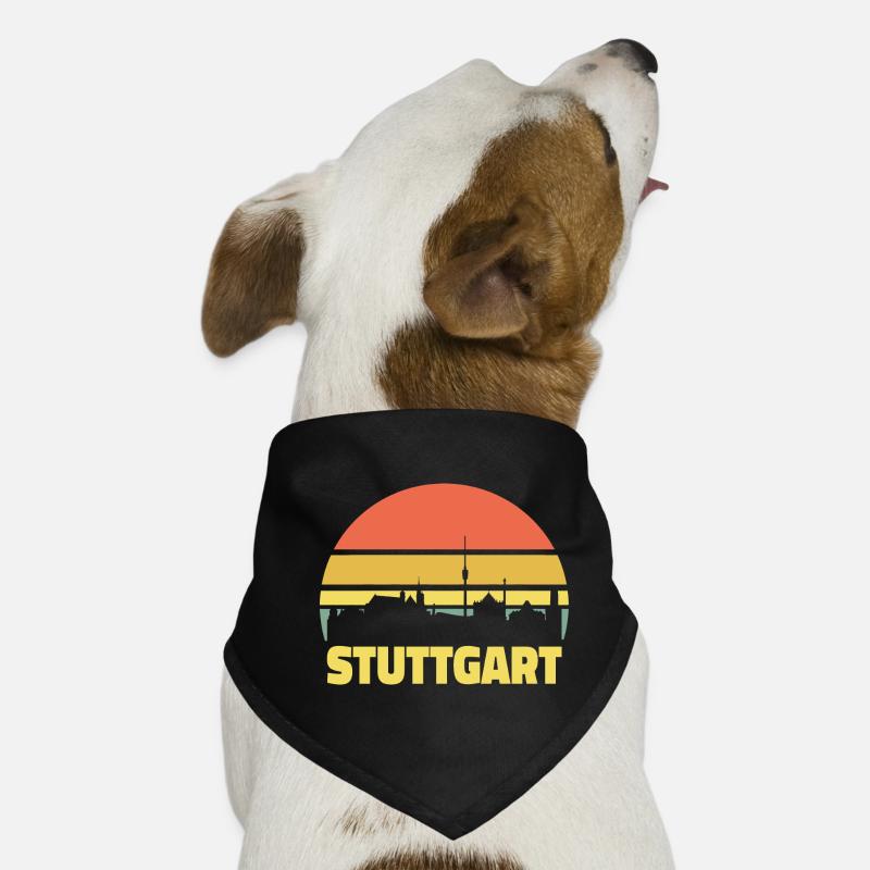 Stuttgart Skyline Retro Vintage Silhouette Hunde-Bandana