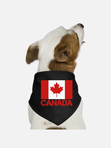 Maple Leaf Canada Flag Art - Dog Bandana - black - Front