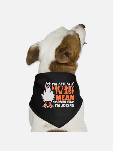 Seagull Middle Finger Not Funny Mean People Think Joke - Dog Bandana - black - Front