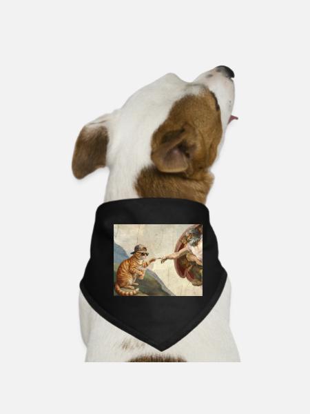 Cat Slaps God's Hand Funny Cats Meme - Dog Bandana - black - Front