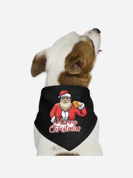 Christmas Santa Claus Gifts - Dog Bandana - black - Front