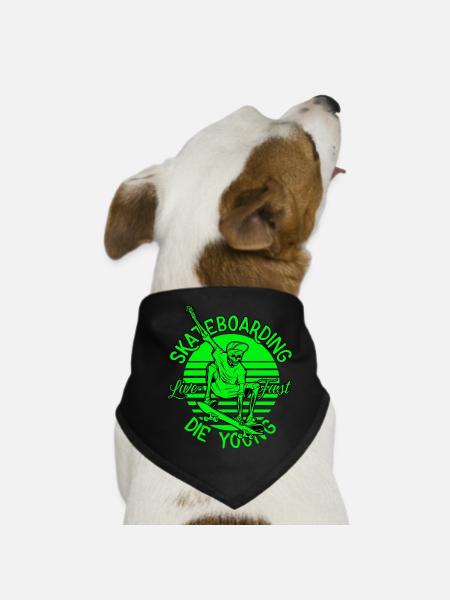 skateboarding, skateboarding, skateboarding - Dog Bandana - black - Front