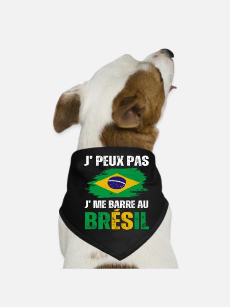 Je peux pas j' me barre au Brésil cadeau Brésilien - Bandana pour chien - noir - Devant