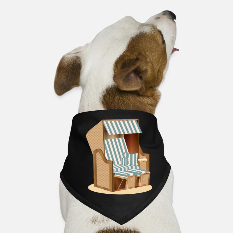 Blue and white nostalgia beach chair illustration Dog Bandana