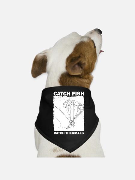 Angler mit Fallschirm - Hunde-Bandana - Schwarz - Vorne