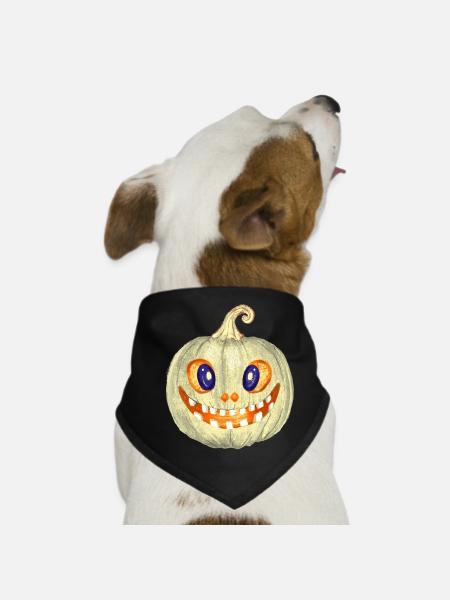 illustration de citrouille lumineuse - Bandana pour chien - noir - Devant