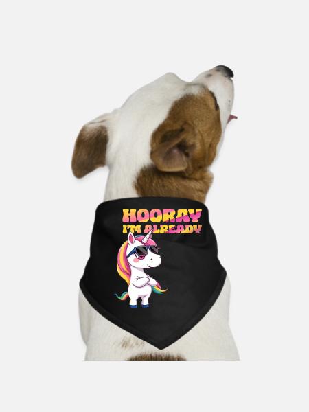 Licorne - Hourra je suis déjà - Bandana pour chien - noir - Devant