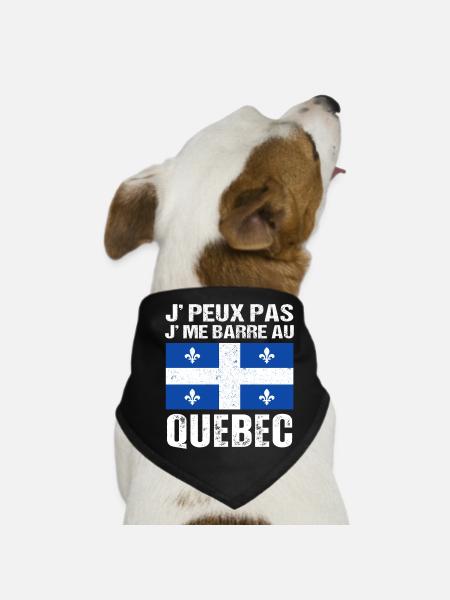 Je Peux Pas J' Me Barre Au Québec Cadeau Québécois - Bandana pour chien - noir - Devant