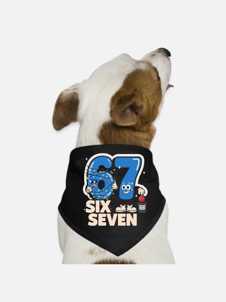67 Six Seven Anti Weihnachten Lustig Italienisch B - Hunde-Bandana - Schwarz - Vorne