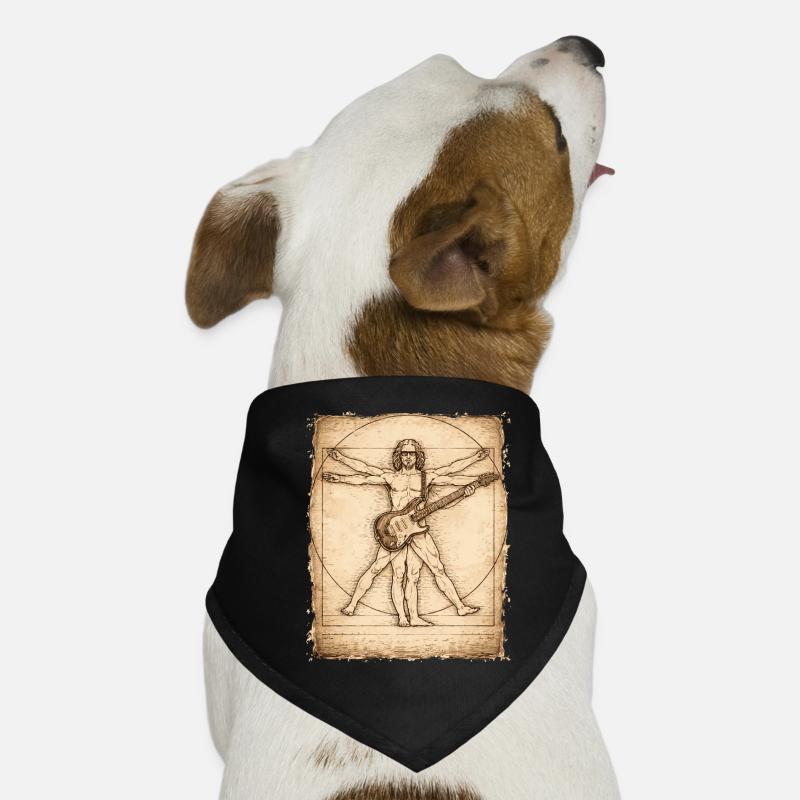 Vitruvian Rocker Gitarrist Design - Hunde-Bandana - Schwarz