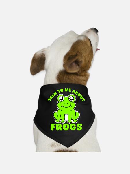Talk To Me About Frogs Funny Frog Lover - Dog Bandana - black - Front