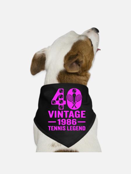 40e anniversaire du tennis 1986, chemise élégante - Bandana pour chien - noir - Devant
