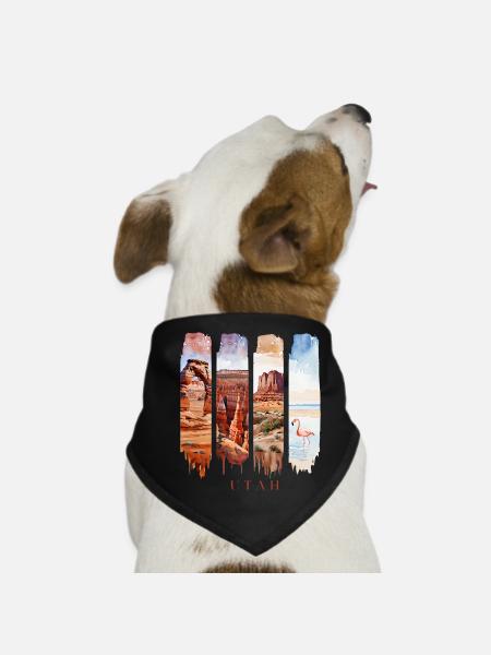 Utah Travel – Red Rocks & Desert Arches - Dog Bandana - black - Front