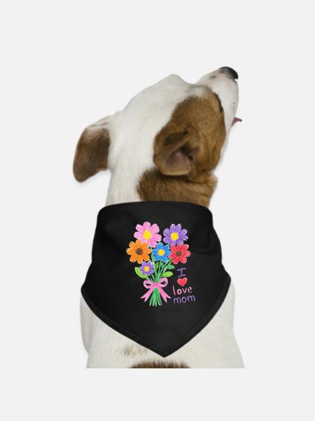 Bouquet Crayonné pour Maman - Bandana pour chien - noir - Devant
