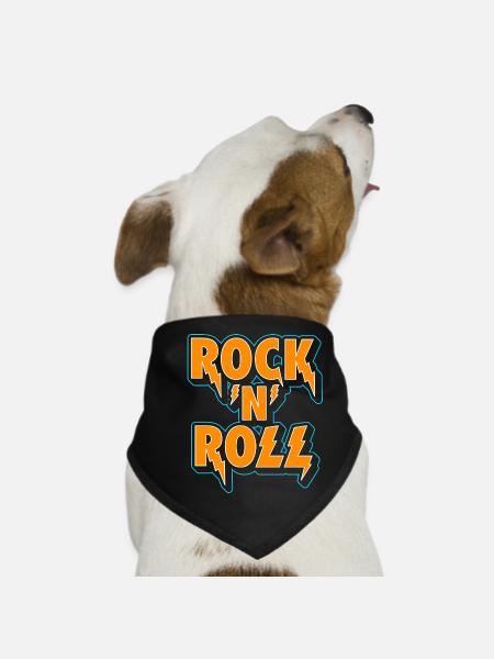 Rock 'n' Roll typografisches 3D-Logo - Hunde-Bandana - Schwarz - Vorne
