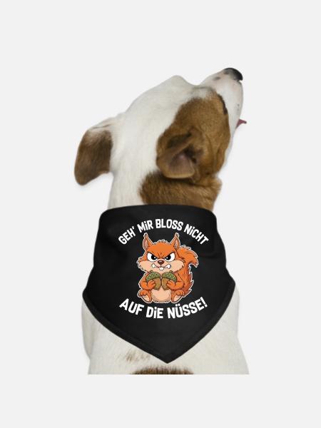 Eichhörnchen | Geh mir bloss nicht auf die Nüsse - Hunde-Bandana - Schwarz - Vorne