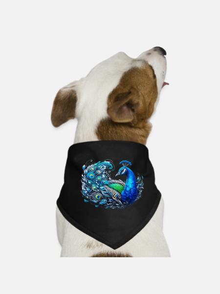 Peacock - Dog Bandana - black - Front