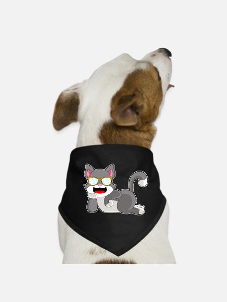 Cat Sunglasses - Dog Bandana - black - Front