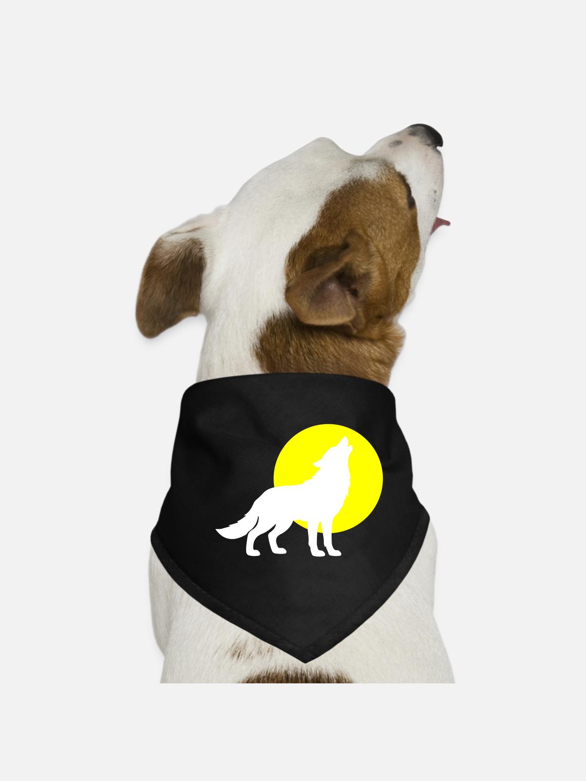 Wolf Silhouette - Hunde-Bandana - Schwarz - Vorne