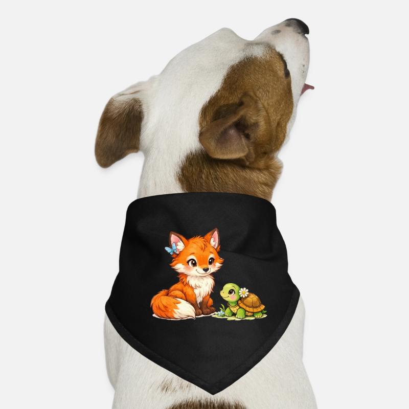 Fox and a cute turtle Dog Bandana