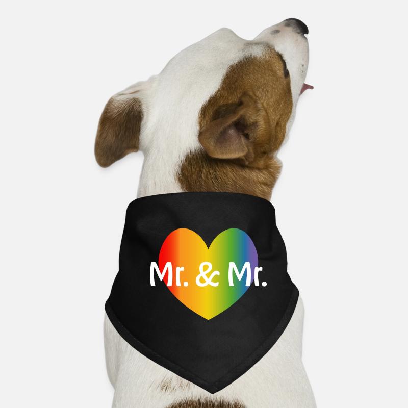 Regenbogen Mr and Mr 2 rainbow Herz schwule Hochze Hunde-Bandana