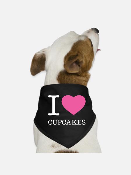 I LOVE CUPCAKES - Hunde-Bandana - Schwarz - Vorne